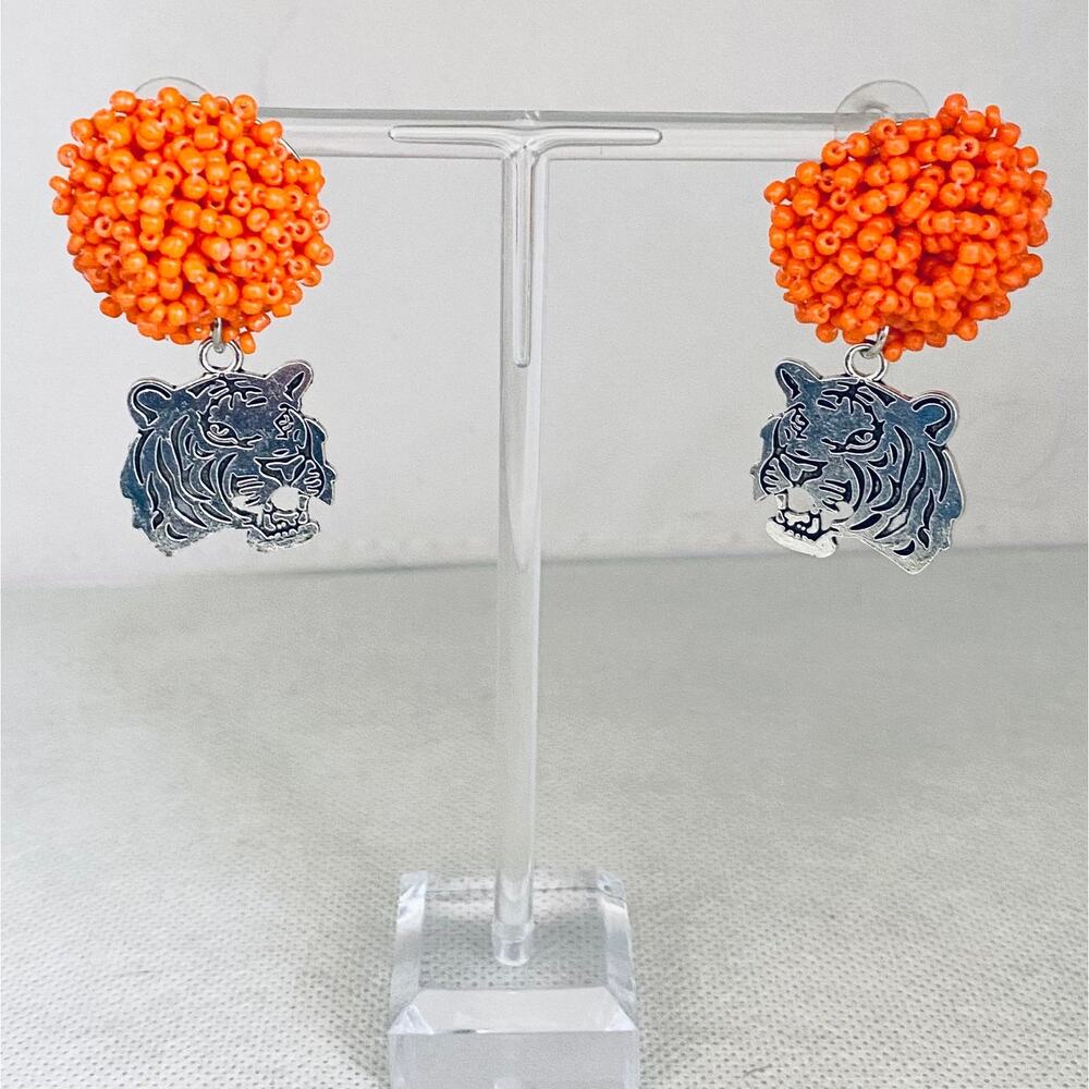 Cincinnati Bengals Tiger Beaded Earrings